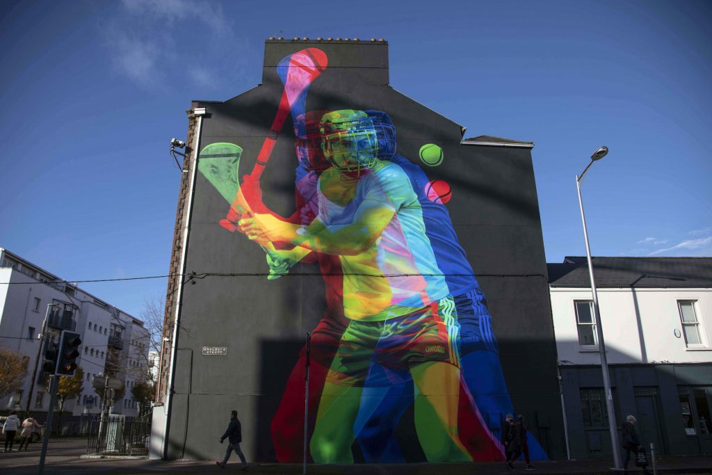 Mural of a Hurley Player in Cork City