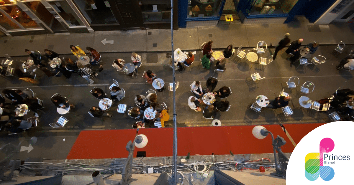 Princes Street Outdoor Dining Cork City arial image
