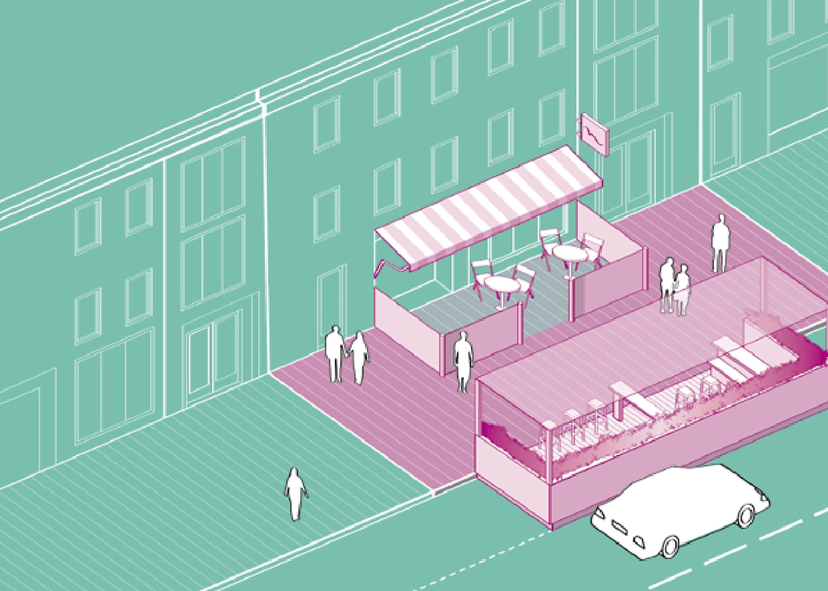 Illustration from the Best Practice and Guidelines Outdoor DIning and Urban Animation brochure Failte Ireland